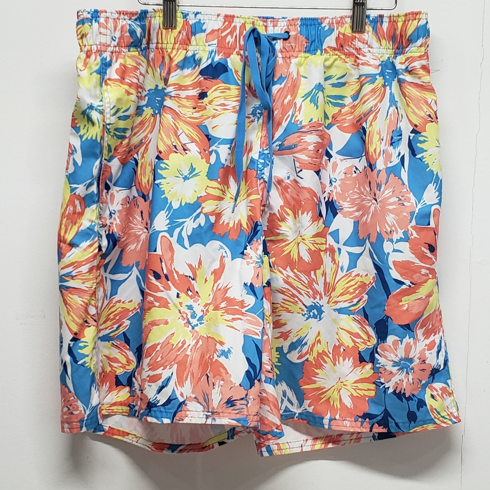 Peyton & Parker Floral Swim Trunks Board Shorts Mens Large Hawaiian Tropical